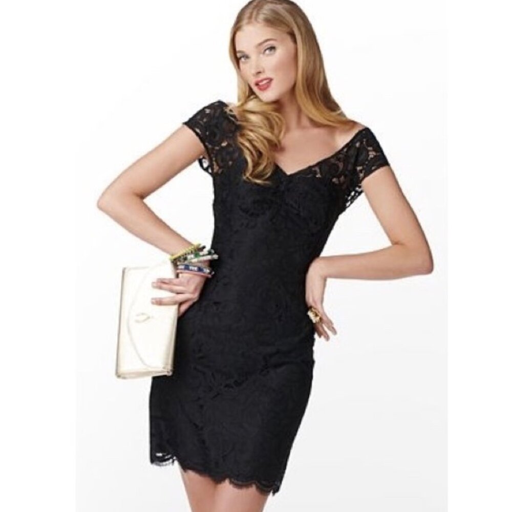 Lilly Pulitzer Black Lace Off-Shoulder Mini Dress